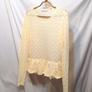 NWT Rebecca Taylor cream colored lace premium top size medium